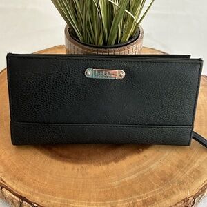 Nicole Miller Faux Rolled Pebbled Leather 2 Compartment 8” x 4” Wallet